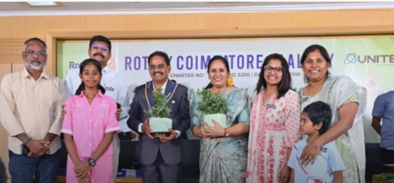 Rotary Club of Coimbatore Global members at the Rotary Club of Coimbatore Galaxy installation ceremony, 7 July 2026